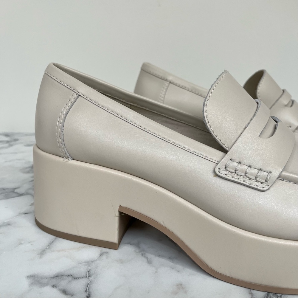 Dolce Vita Yanni Platform Penny Loafers Ivory Leather Women’s Size 10 - Picture 2 of 12